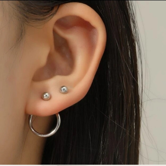 Jewelry - Silver Ball Circle Ear Jacket Earrings